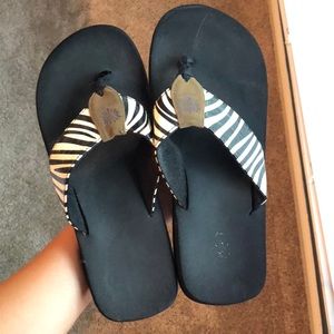 Zebra Yellow Box flip flops